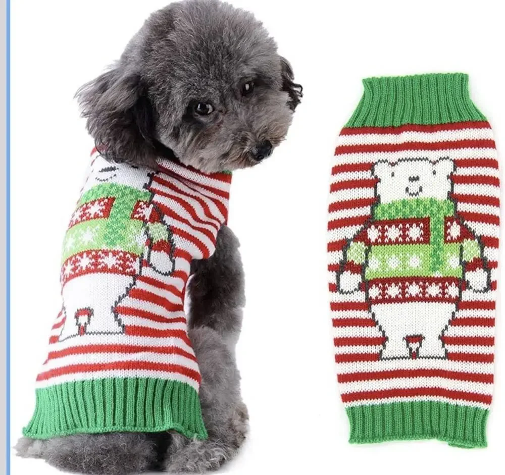 Tengzhi Dog Christmas Sweater Holiday Polar Bear Dog Small